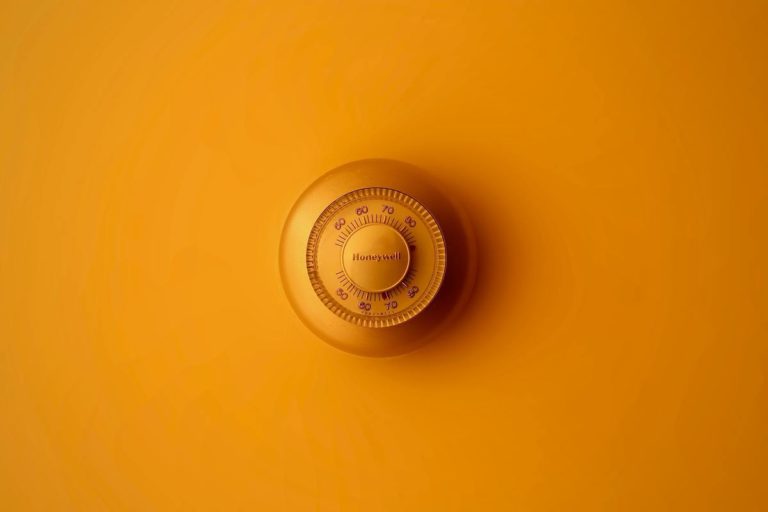 thermostat sur mur jaune