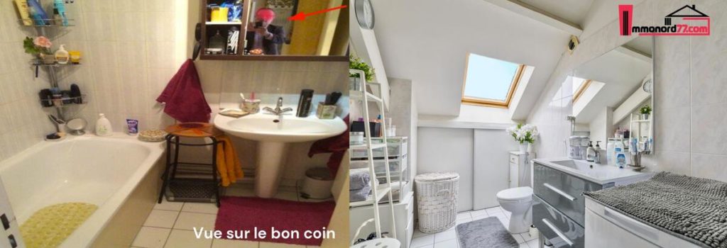 salle de bains sur deux annonces immobilieres differentes